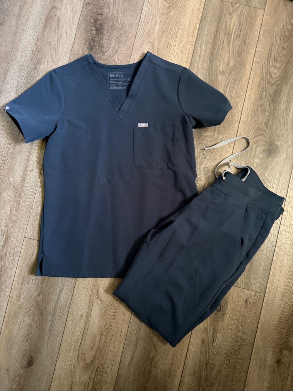 FIGS Dark Harbor XS Catarina Scrub Top & Zamora Pants Set